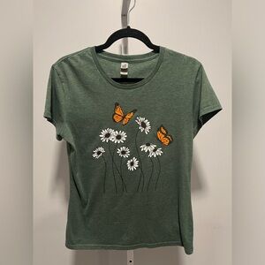 Instant Message Heather Juniper Wildflower Garden Short Sleeve Graphic Size M